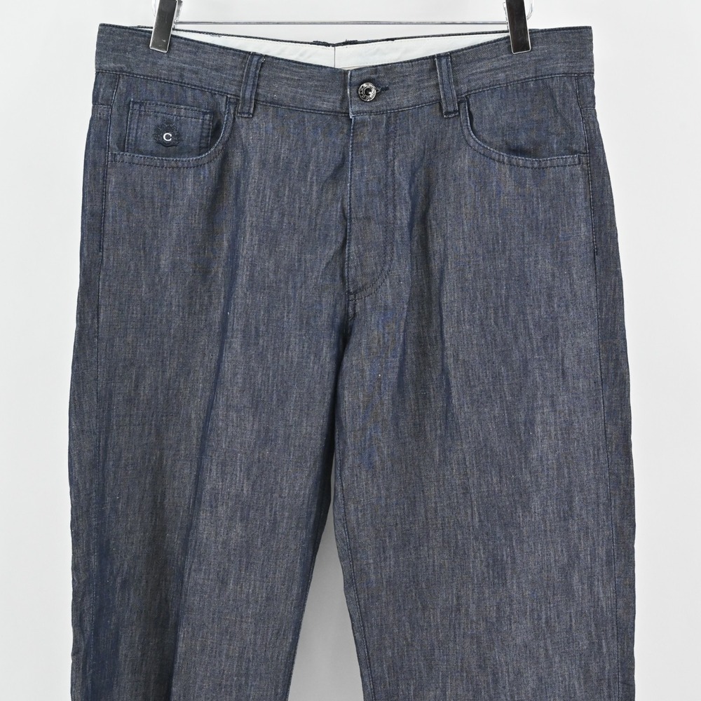 Canali Womens Trousers Size 54 Dark‎ Chambray Classic Tapered Pants Made Italy - Picture 8 of 11